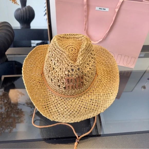 Miu Miu Brown Woven Hat NWT - Picture 7 of 8